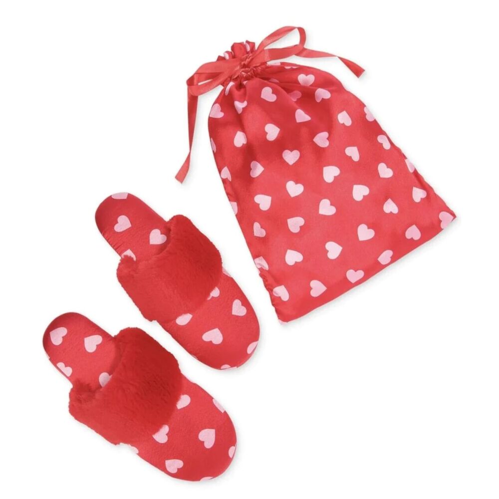 INC International Concepts Faux-Fur-Trim Slippers Red / White Size XL (11 / 12)